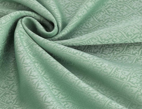 Bild 1 von Wollsatin Jacquard Mischgewebe knitterfrei Ornamentmuster - helles mintgrün - 50 cm