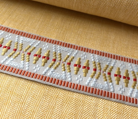 Bild 1 von Borte Jacquardborte Webband Band  goldgelb orange creme - 45 mm breit  - 3 Meter