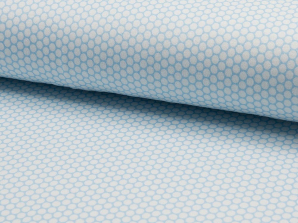 Bild 1 von Interlock Stoff - Punkte - hellblau weiß - 50 cm
