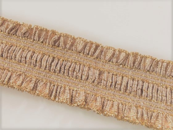Bild 1 von Gummiband für Trachtengürtel - 4 cm  - Falten gold lurex Dirndlgürtel elastisch