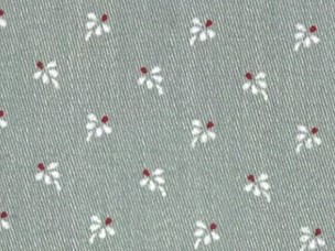 Bild 1 von Reststück Dirndl Stoff Baumwollsatin kleine Blumen - grau weiß rot- 87 cm