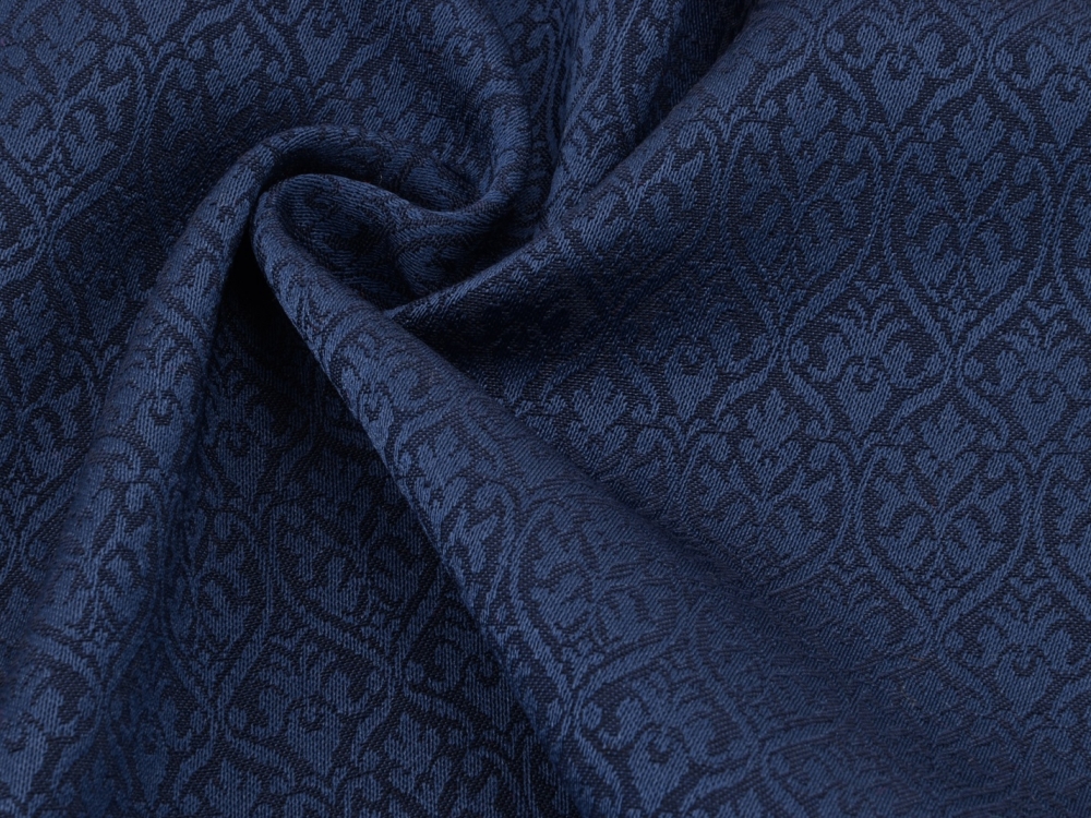 Bild 1 von Reststück Wollsatin Jacquard knitterfrei Ornamentmuster - nachtblau  - 37 cm
