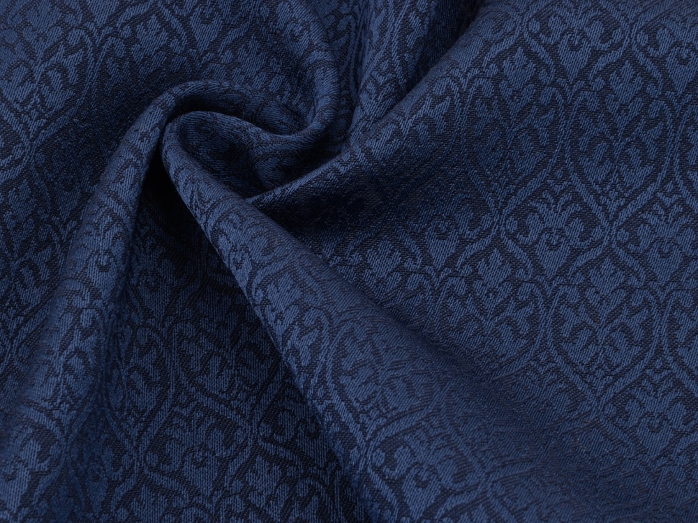 Bild 1 von Wollsatin Jacquard Mischgewebe knitterfrei Ornamentmuster - nachtblau  - 50 cm