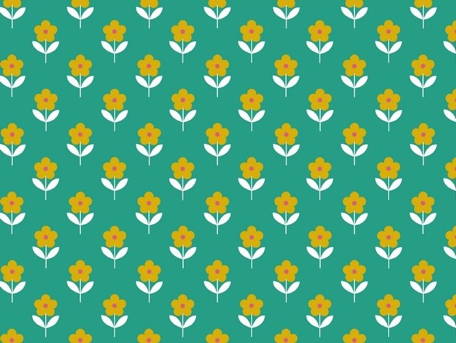 Bild 1 von Baumwollstoff Popeline - Blumen -  dunkles mint gelb - 50 cm