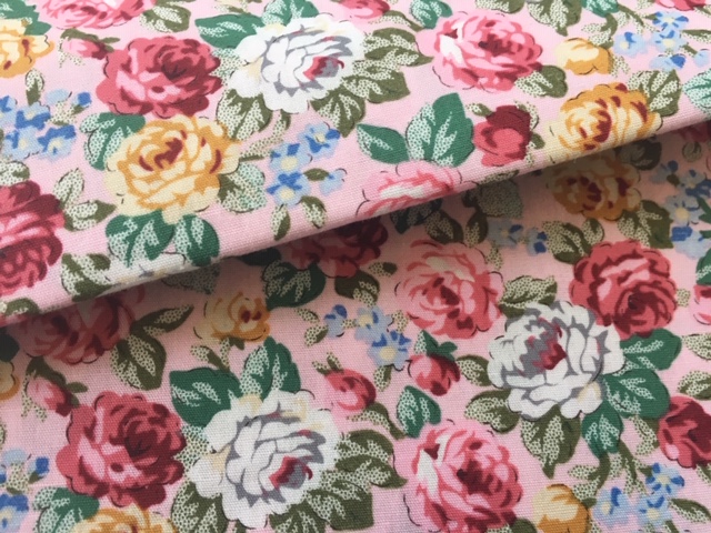 Bild 1 von Dirndl Stoff Blumen - zartrosa bordeaux senf grün - 50 cm