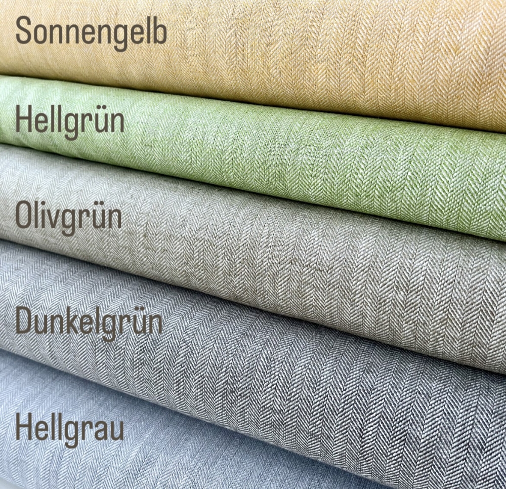 Bild 1 von Reststück Fischgrat Halbleinen Baumwoll-Leinenstoff - Twill  - sonnengelb -  110 cm