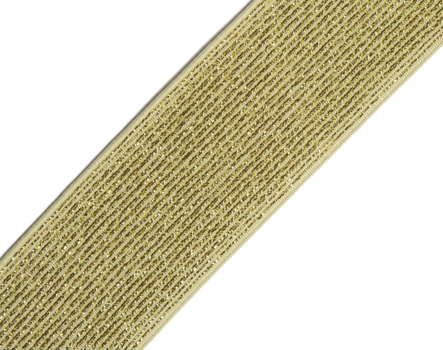 Bild 1 von Reststück Gummiband für Trachtengürtel - 4 cm  - gold lurex  Dirndlgürtel elastisch  160cm