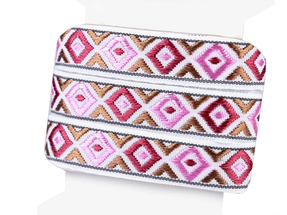 Bild 1 von Borte Jacquardborte Webband Band  - 13 mm breit - rosa altrosa beige - 2,25 Meter
