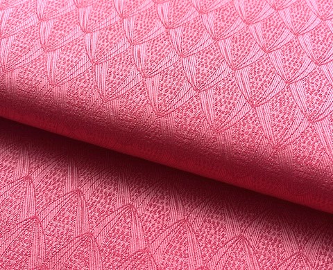 Bild 1 von Reststück Wollsatin Jacquard Mischgewebe knitterfrei Ornamentmuster - koralle korallenrot - 125 cm