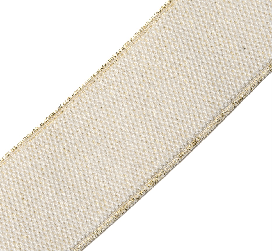 Bild 1 von Reststück Gummiband für Trachtengürtel - 5 cm  - elfenbein gold Dirndlgürtel elastisch 110 cm