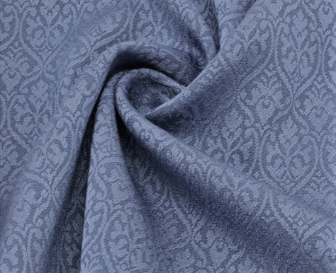 Bild 1 von Reststück Wollsatin Jacquard Mischgewebe knitterfrei Ornamentmuster - altblau -130 cm