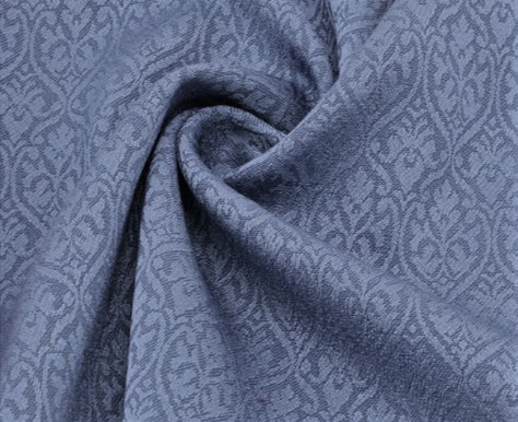 Bild 1 von Reststück Wollsatin Jacquard Mischgewebe knitterfrei Ornamentmuster - altblau - 190 cm