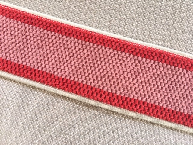 Bild 1 von Gummiband für Trachtengürtel - 3 cm  - creme altrosa rot Dirndlgürtel elastisch gewebt