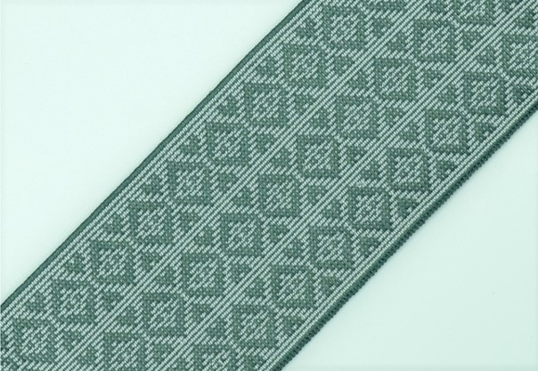 Bild 1 von Gummiband für Trachtengürtel - 6 cm  - Ornamente dunkelgrün -   Dirndlgürtel elastisch gewebt