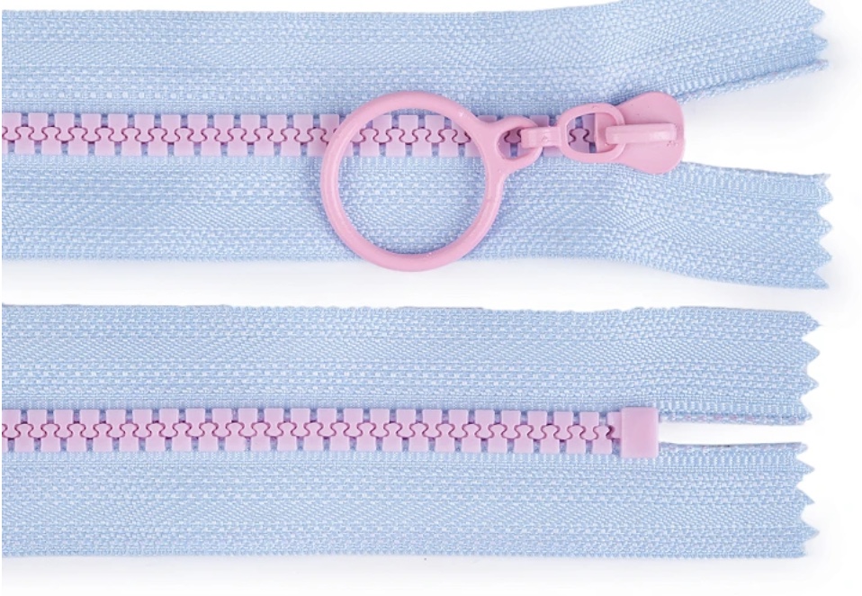 Bild 1 von Reißverschluss  mit buntem Schieber - Länge 20 cm  - 2-farbig  hellblau rosa