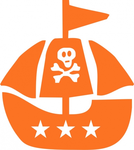 Bild 1 von Bügelmotiv Piratenschiff orange