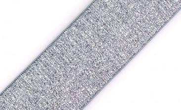 Bild 1 von Gummiband - 3 cm  - Lurex silber grau Gürtel elastisch gewebt