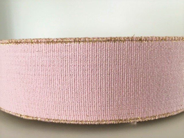 Bild 1 von Gummiband für Trachtengürtel - 3,5 cm  - pfirsich pastell gold lurex Dirndlgürtel elastisch 118cm