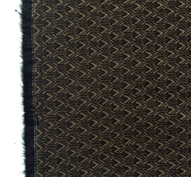 Bild 1 von Bengalin Stretch-Jacquard Mischgewebe knitterarm Ornamentmuster Waben - senfgelb schwarz  - 50 cm