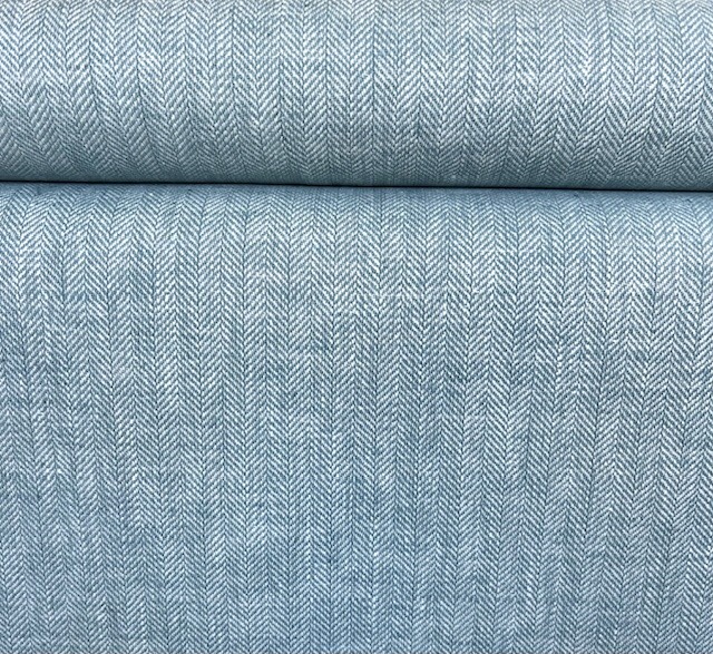 Bild 1 von Fischgrat Halbleinen Baumwoll-Leinenstoff - Twill  - mint pastell -  50 cm
