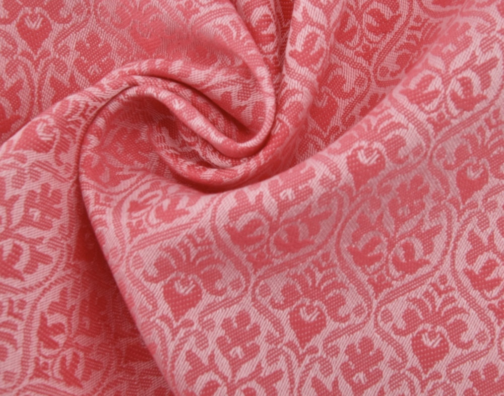 Bild 1 von Reststück Jacquard Mischgewebe knitterfrei Ornamentmuster - koralle korallenrot - 74 cm