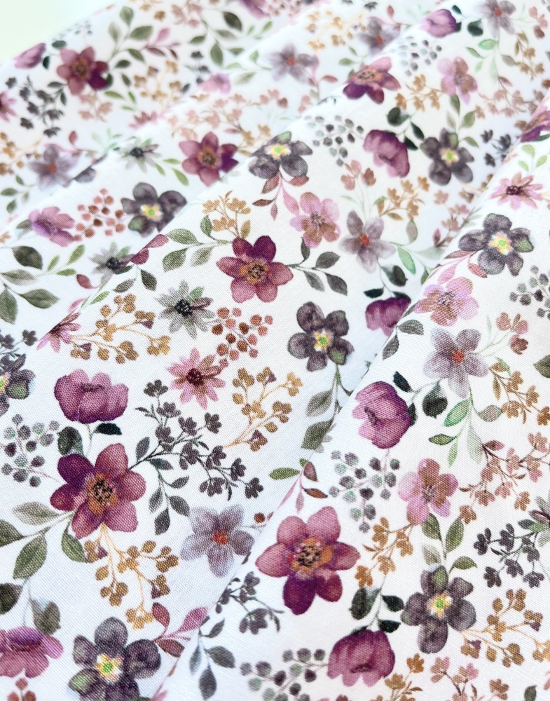 Bild 1 von Trachten Dirndl Baumwolle  - Blumen  - weiß bordeaux grün - 50cm