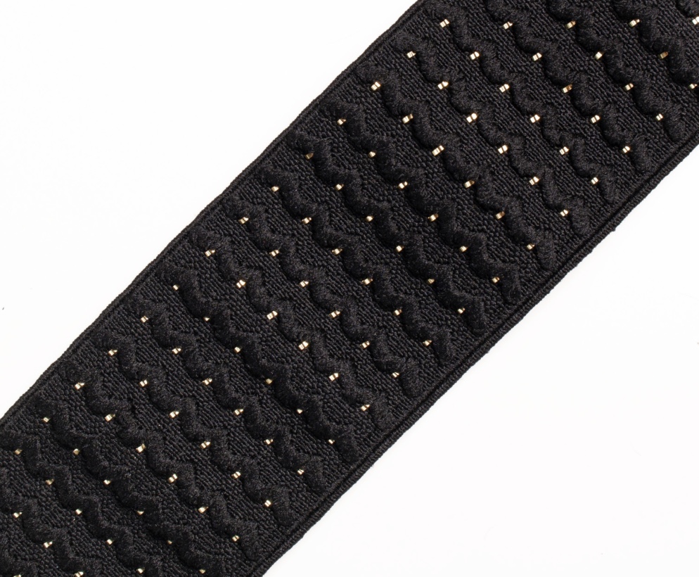 Bild 1 von Gummiband für Trachtengürtel - schwarz lurex 5 cm  - Dirndlgürtel elastisch