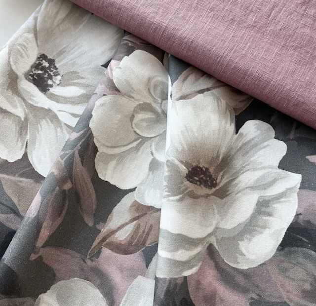 Bild 1 von Trachten Dirndl Stoff - knitterarm - Maxi Blumenmuster - grau creme altrosa - 240 cm