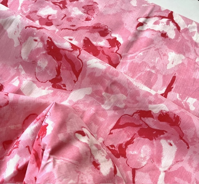 Bild 1 von Baumwollstoff - Indien  - blockprint Handdruck Blumen pink rosa cremeweiß - 50 cm