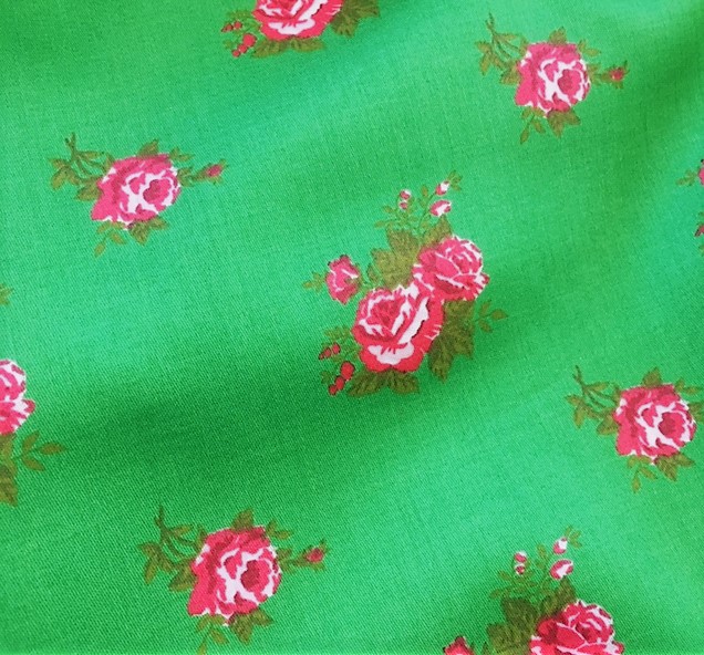 Bild 1 von Dirndl Stoff Blumen  - grün weinrot rosa  - 50 cm