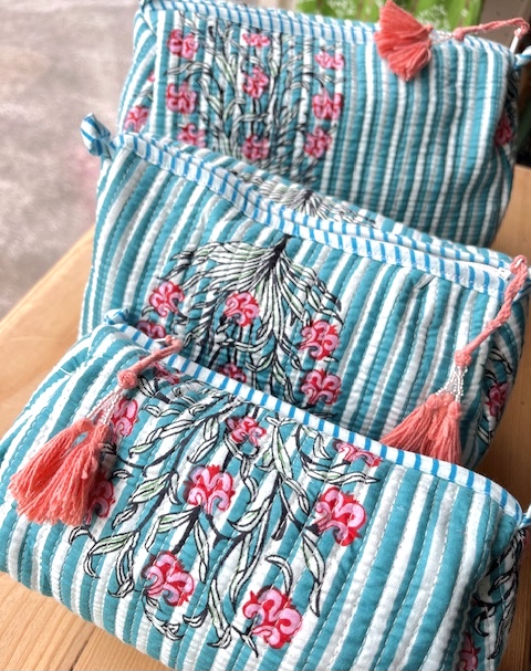 Bild 1 von Kosmetiktasche Beautybag - Handdruck Stoff Indien - in Größe M