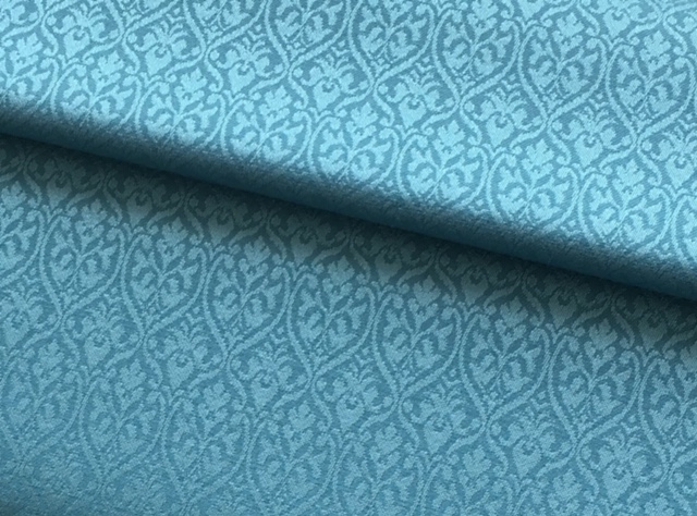 Bild 1 von Wollsatin Jacquard Mischgewebe knitterfrei Ornamentmuster - blaugrün pastell petrol - 130 cm