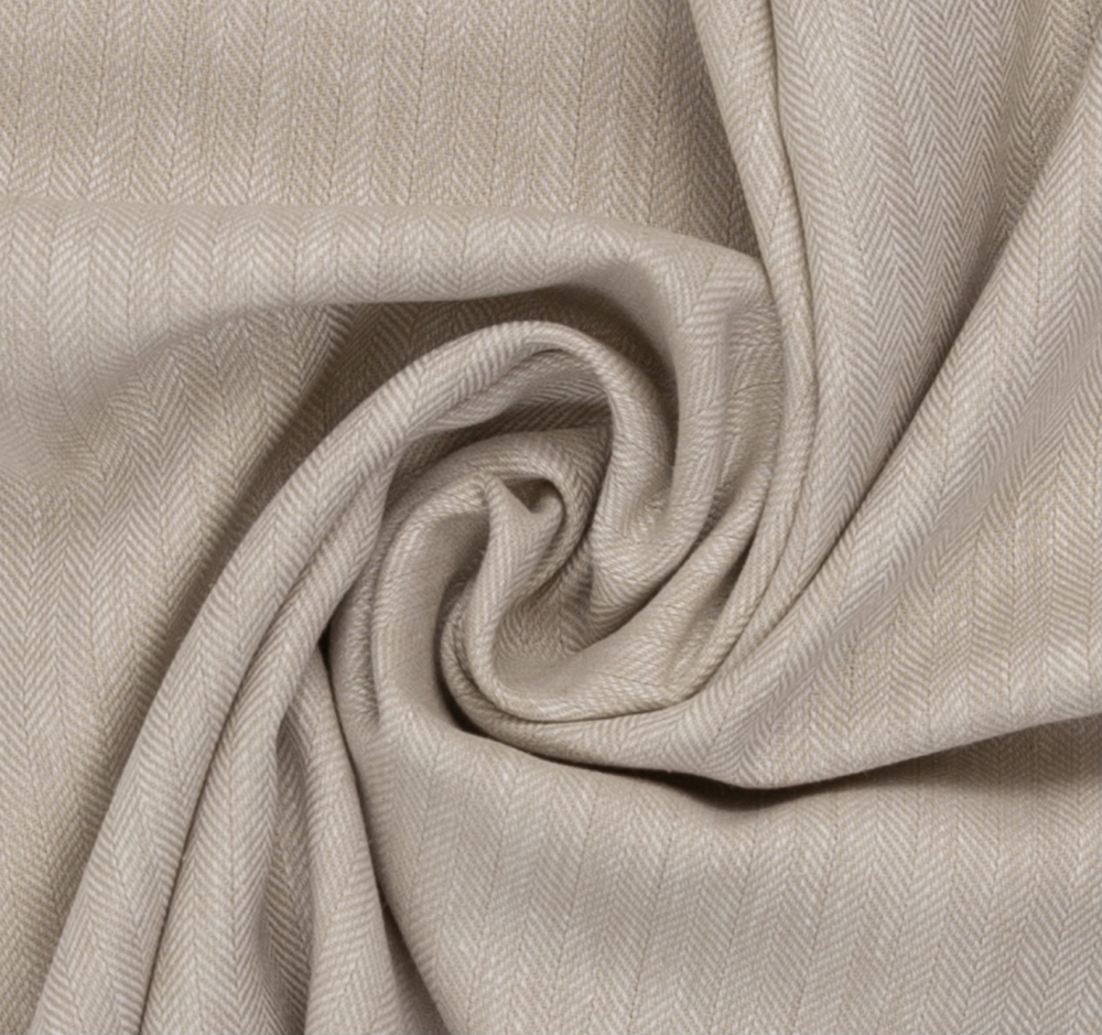 Bild 1 von Fischgrat Halbleinen Baumwoll-Leinenstoff - Twill  - hellbeige creme -  50 cm