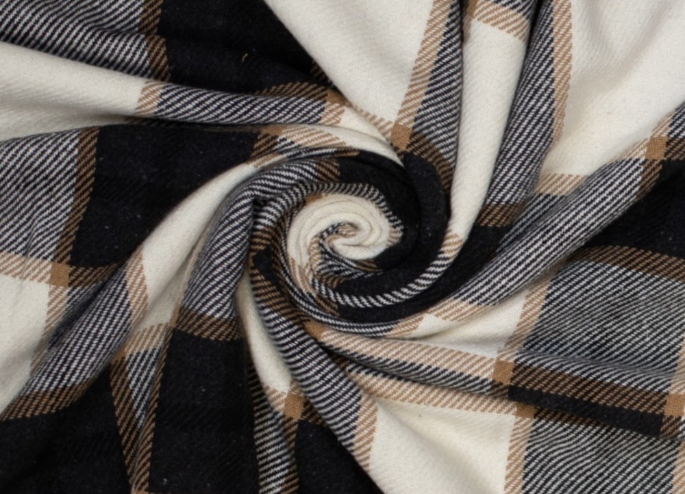 Bild 1 von Viskose-Wollmischung - Maxi Karo schwarz beige creme  - 50 cm