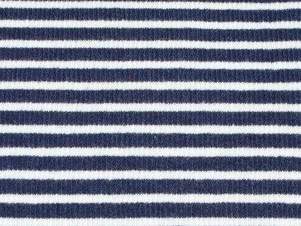 Bild 1 von Reststück Ringelbündchen - dunkelblau/weiß  - 40 cm