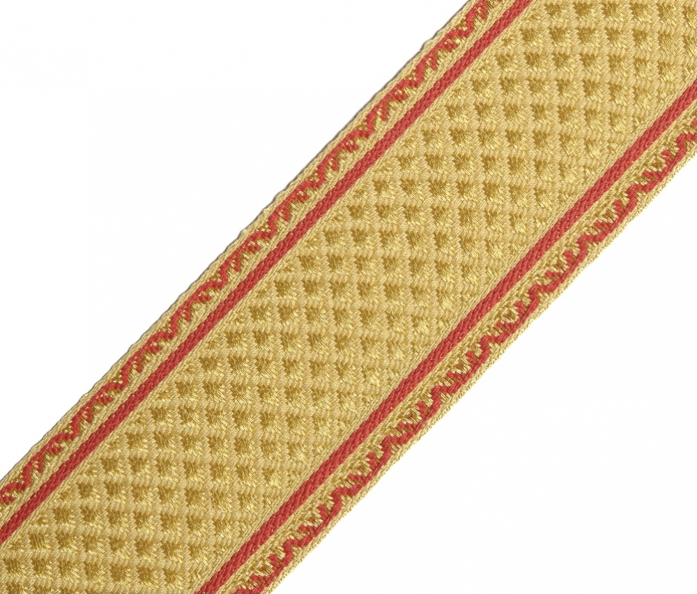 Bild 1 von Borte Jacquardborte Webband Band  goldgelb rot - 40 mm breit  - 3 Meter