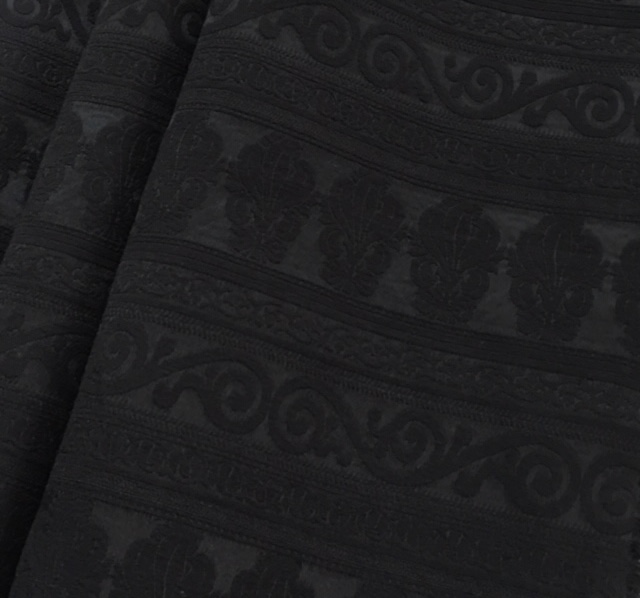 Bild 1 von Jacquard Mischgewebe knitterfrei Ornamentmuster - Bordüre schwarz  - 50 cm