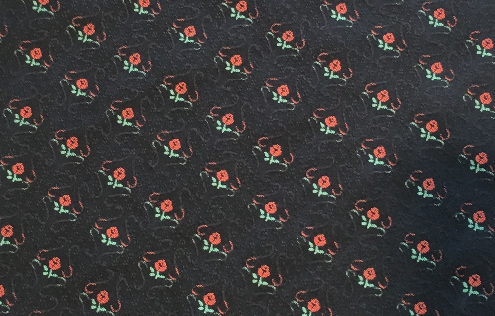 Bild 1 von Jacquard - Dirndlstoff Johanna gewebt Blumen  - knitterfrei- schwarz rot grün - 50 cm