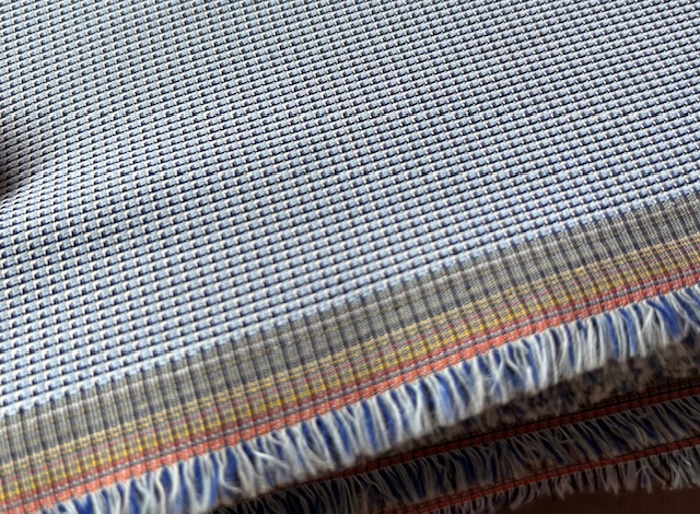 Bild 1 von Karo Stoff 6 - hellblau dunkelblau - garngefärbt - leichter Glanz  - 200 cm