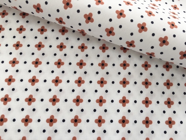 Bild 1 von Stretch- Blusenstoff Dirndlbluse Baumwolle Blumen Punkte - weiß blau  - 50 cm