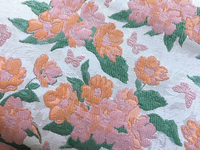 Bild 1 von Jacquard - Dirndlstoff Elisabeth gewebt Blumen  - knitterarm - silbergrau rosa marille grün - 50 cm