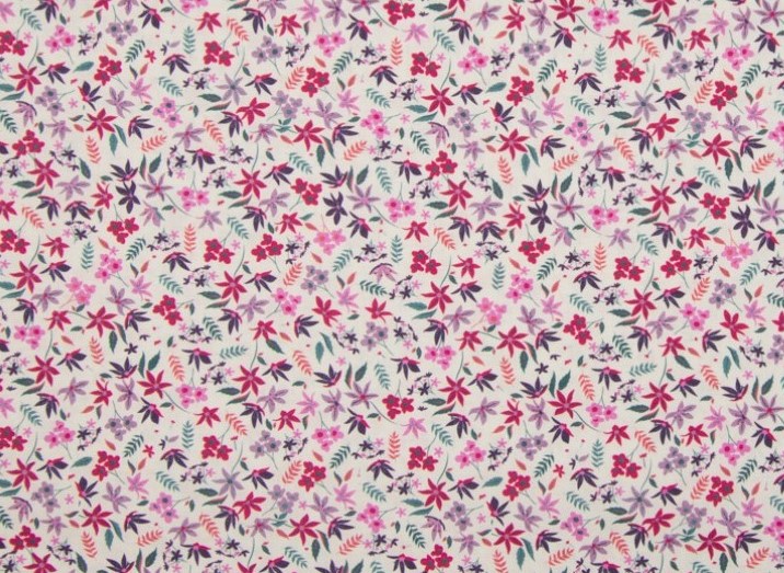 Bild 1 von Baumwollstoff Dirndlstoff  - millefiori Blumen - weiß beere -  50 cm