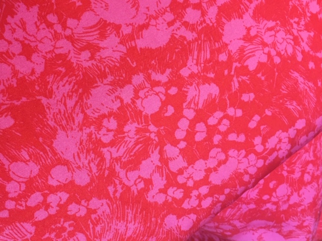 Bild 1 von Reststück Viskose Satin - Blumen - rosa rot - 50 cm