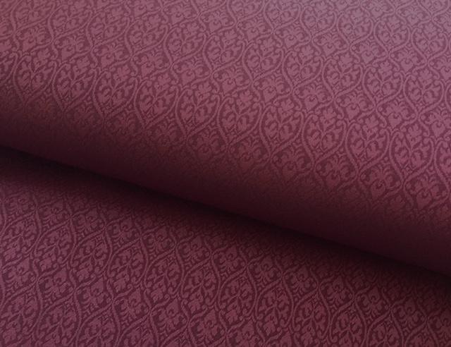 Bild 1 von Reststück Wollsatin Jacquard Mischgewebe knitterfrei Ornamentmuster - weinrot  - 55 cm