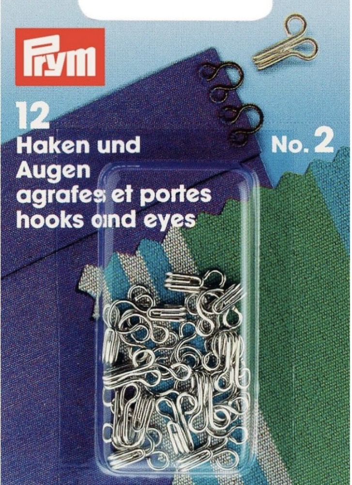 Bild 1 von 12 Stück Haken und Augen Pyrm - Spenzer - silberfarben Größe 2