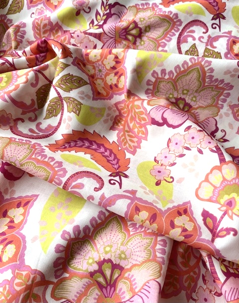 Bild 1 von Baumwollstoff Voile - Blumen  - weiß pink orange - 50 cm