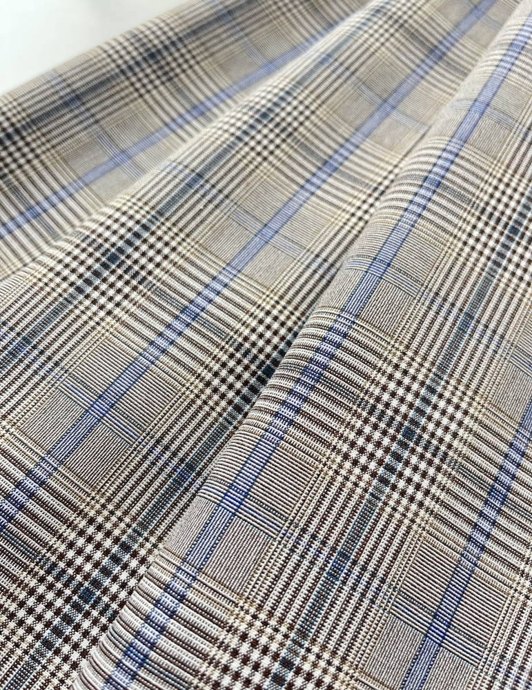 Bild 1 von Dirndlstoff knitterfrei  - Karomuster - grau blau braun   -  50 cm