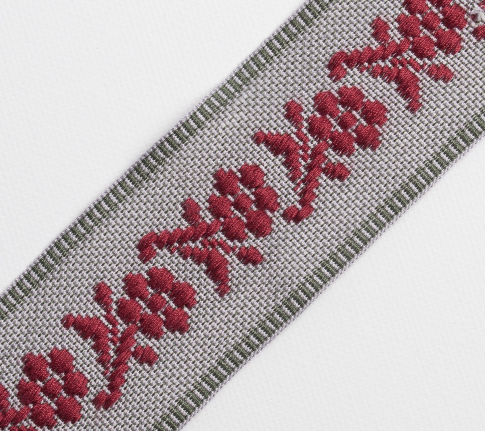 Bild 1 von Borte Jacquardborte Webband Band  grau  bordeaux -  45 mm breit  - 3 Meter