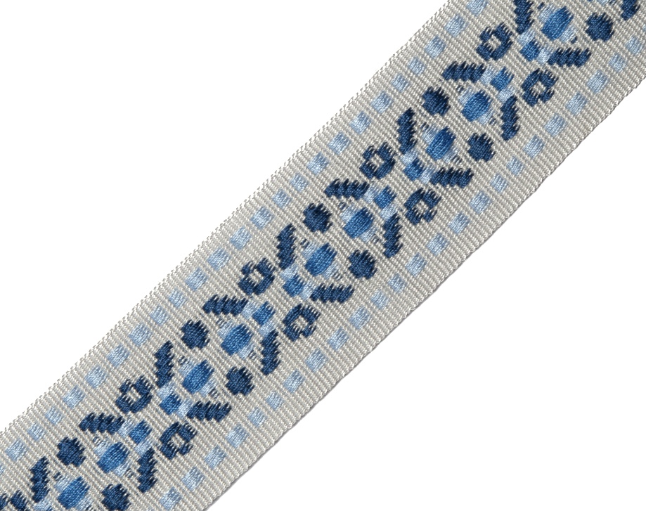 Bild 1 von Borte Jacquardborte Webband Band hellblau  dunkelblau grau   - 30 mm breit  - 285 cm