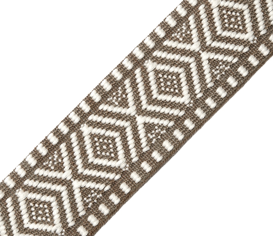 Bild 1 von Dirndlgürtel - feste Jacquardborte  mocca weiß - 40 mm breit  - 3 Meter